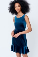 REBECCA MINKOFF TIFFANY DRESS | blue velvet fluted hem dresses