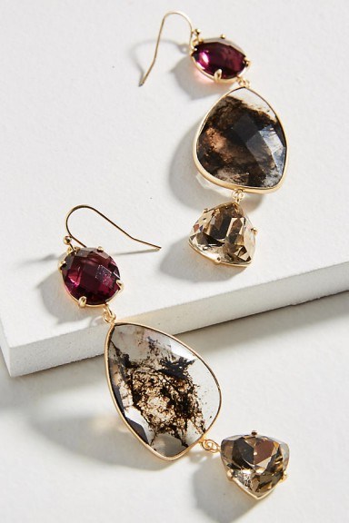 ANTHROPOLOGIE Triumverate Drop Earrings / statement accessories / party jewellery - flipped