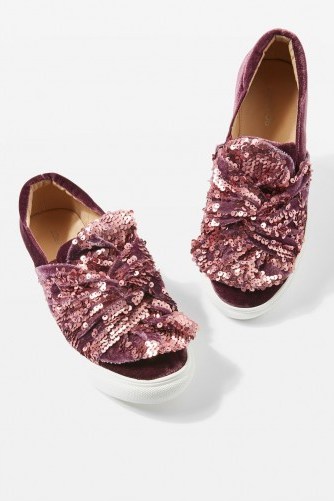 TOPSHOP TWISTED Sequin Trainers – pink sparky sneakers - flipped