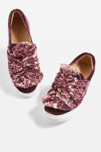 TOPSHOP TWISTED Sequin Trainers – pink sparky sneakers