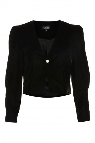 Topshop Velvet Crop Jacket | black cropped jackets | party fashion - flipped