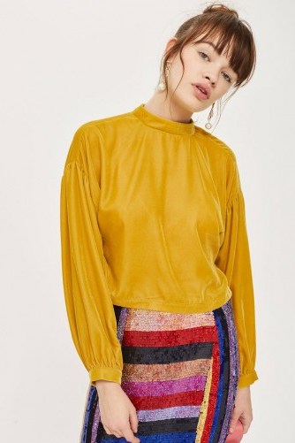Topshop Velvet Drama Sleeve Blouse | yellow blouses - flipped
