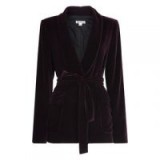 WHISTLES Velvet Tie Wrap Jacket Fig / luxury style purple belted jackets
