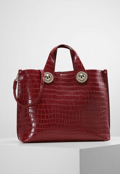 Versace Jeans CROCO BIG Tote bag in rosso – red faux leather croc embossed handbags