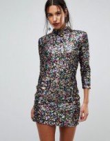Warehouse Rainbow Sequin Shift Dress – sparkly party dresses