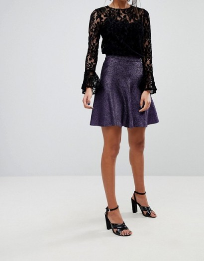 Warehouse Sparkle Mini Skirt | purple party skirts