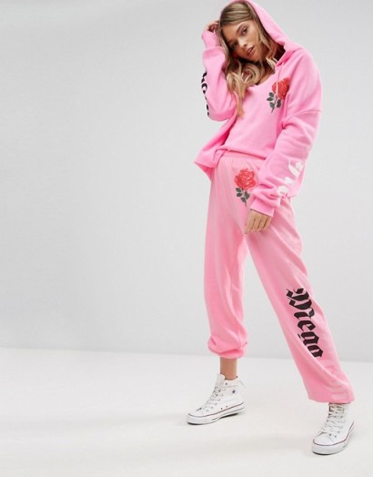 Wildfox Mega Chic Rose Hoodie & Joggers Co-Ord ~ pink hoodies ~ designer jogger set