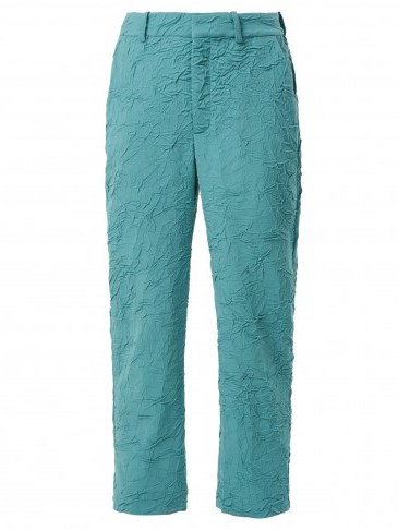SIES MARJAN Willa crinkled wool-blend trousers ~ turquoise pants - flipped