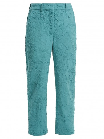 SIES MARJAN Willa crinkled wool-blend trousers ~ turquoise pants