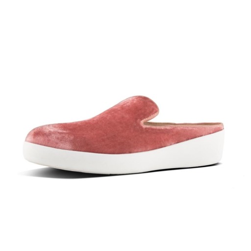 fitflop SUPERSKATE™ MULES IN VELVET ~ luxe style slip ons ~ antique-rose pink shoes
