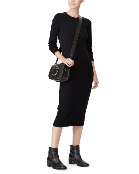 POLO RALPH LAUREN Wool-Cashmere Sweater Dress / knitted black dresses - flipped