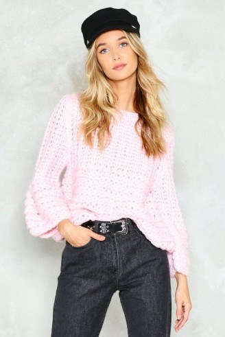 Nasty Gal You’re No Knitter Sweater – chunky baby pink sweaters – stylish loose jumpers - flipped