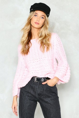 Nasty Gal You’re No Knitter Sweater – chunky baby pink sweaters – stylish loose jumpers