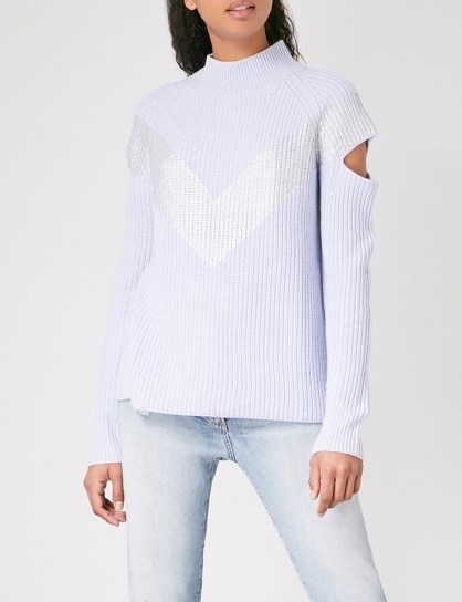 ZOE JORDAN Graham wool and cashmere-blend jumper – baby blue cut out jumpers - flipped