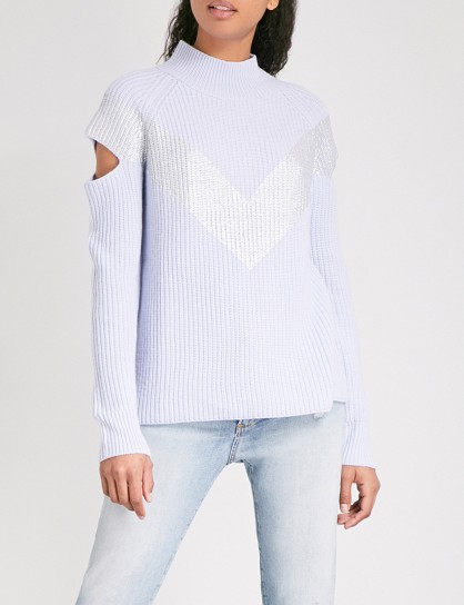 ZOE JORDAN Graham wool and cashmere-blend jumper – baby blue cut out jumpers