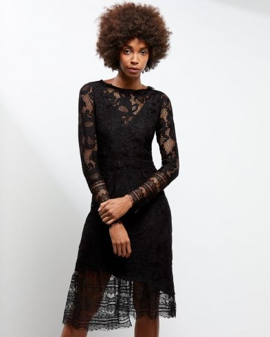 JIGSAW A – LACE OVERLAY DRESS / semi sheer party dresses - flipped