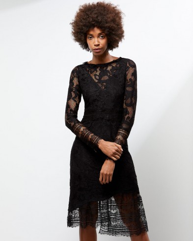 JIGSAW A – LACE OVERLAY DRESS / semi sheer party dresses