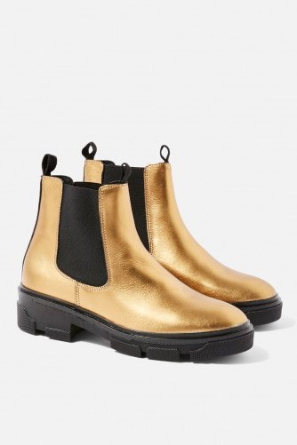 TOPSHOP A-Game Bronze Metallic Chelsea Boots - flipped