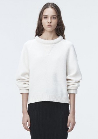 ALEXANDER WANG BOILED WOOL SWEATER | ivory wide neck jumpers - flipped