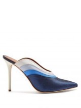 MALONE SOULIERS Amber tiered front heeled mules ~ blue tonal heels
