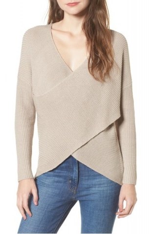 ASTR THE LABEL Wrap Front Sweater / oatmeal sweaters / stylish knitwear - flipped