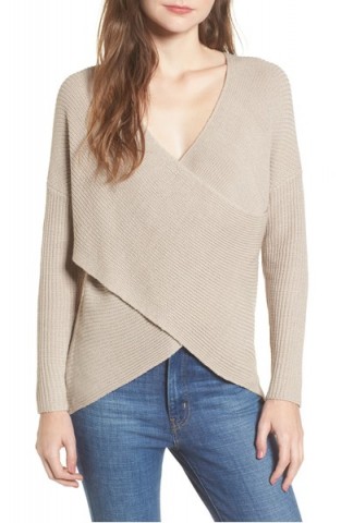 ASTR THE LABEL Wrap Front Sweater / oatmeal sweaters / stylish knitwear