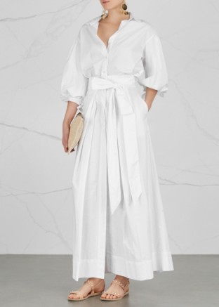 KALITA Avedon white poplin maxi skirt ~ long white pleated skirts
