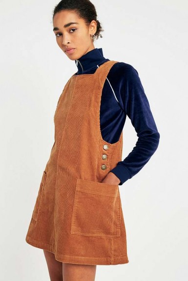 BDG Easy Light Brown Corduroy Pinafore Dress – cord pinafores