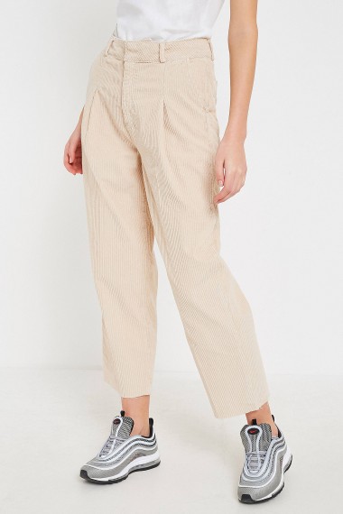 BDG Ecru Corduroy Cocoon Trousers – neutral cropped cord pants