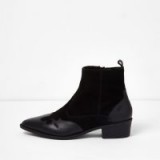 River Island Black suede and leather western ankle boots