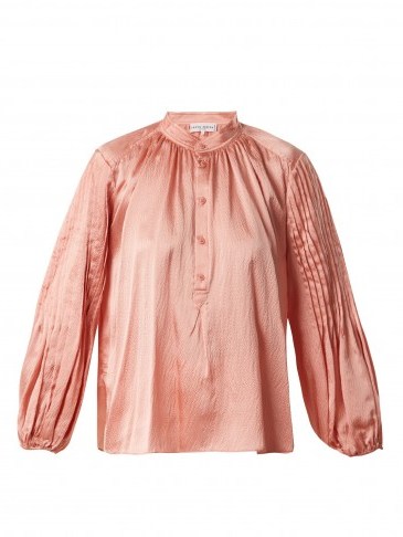 APIECE APART Bravo hammered-silk top ~ pink pleated sleeve tops - flipped