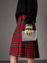 Burberry Brogue Detail Metallic Leather Wallet with Detachable Strap / silver crossbody bags / small luxe clutch bags