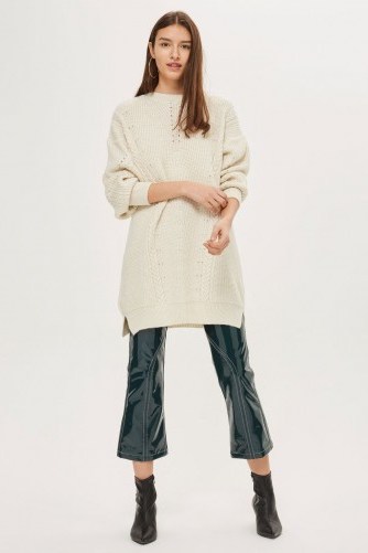 Topshop Cable Shift Dress | oatmeal sweater dresses | neutral knitwear - flipped