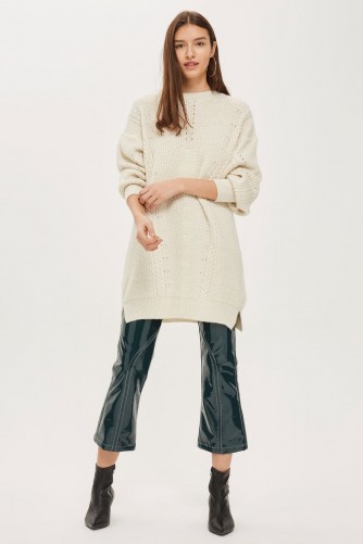 Topshop Cable Shift Dress | oatmeal sweater dresses | neutral knitwear