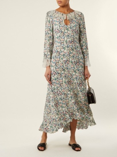 VILSHENKO Cassidy ruffle-trimmed silk-chiffon dress ~ ruffled floral print dresses - flipped
