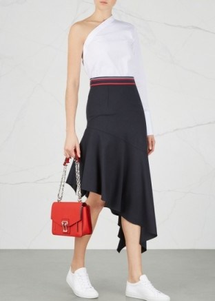 MILLY Charlotte asymmetric stretch wool skirt – angled hem skirts - flipped