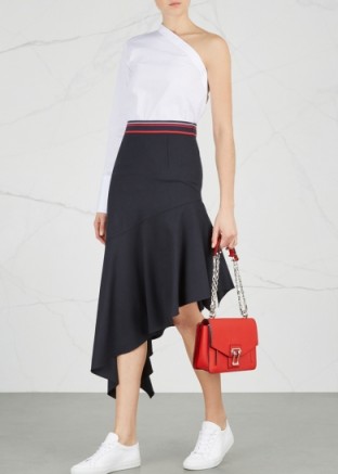 MILLY Charlotte asymmetric stretch wool skirt – angled hem skirts