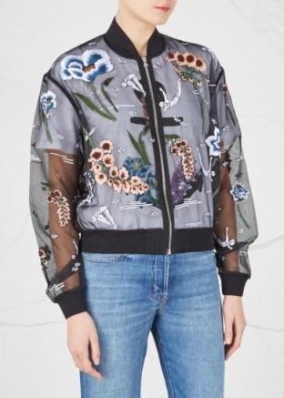 MARKUS LUPFER Charlotte embroidered organza bomber jacket / sheer floral jackets - flipped