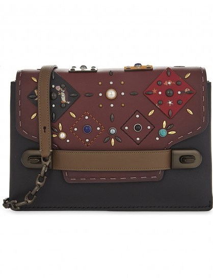 COACH Swagger patchwork leather cross-body bag ~ jewelled crossbody bags - flipped