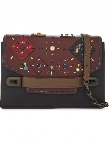 COACH Swagger patchwork leather cross-body bag ~ jewelled crossbody bags