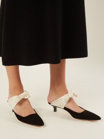 THE ROW Coco satin-bow suede mules - flipped