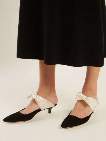 THE ROW Coco satin-bow suede mules
