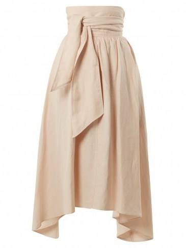 APIECE APART Cosmos convertible linen-blend skirt ~ nude-pink asymmetric skirts - flipped