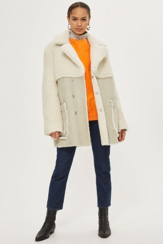 TOPSHOP Cream Shearling Jacket – luxe winter jackets - flipped