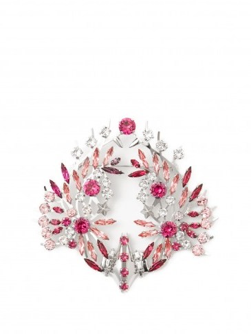 GIVENCHY Clear and Pink Crystal-embellished brooch – large bling brooches – designer jewellery - flipped