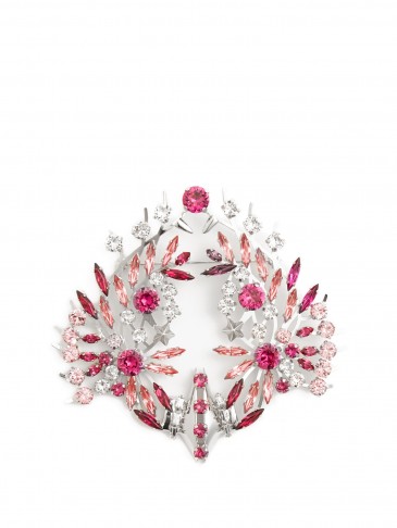 GIVENCHY Clear and Pink Crystal-embellished brooch – large bling brooches – designer jewellery
