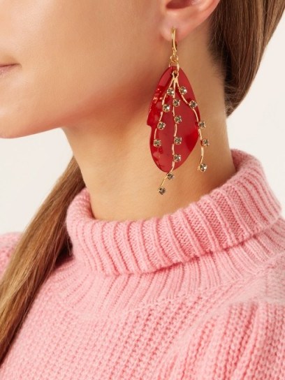 MARNI Crystal-embellished leaf earrings ~ floral statement jewellery - flipped