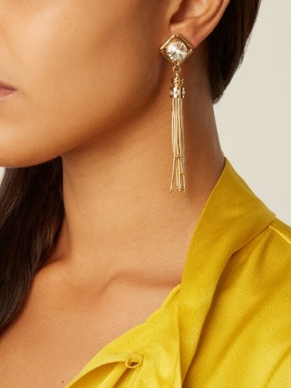 PRADA Crystal-embellished tassel earrings ~ cocktail jewellery - flipped