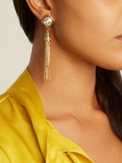 PRADA Crystal-embellished tassel earrings ~ cocktail jewellery