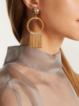 PRADA Crystal-embellished tassel-drop clip-on earrings